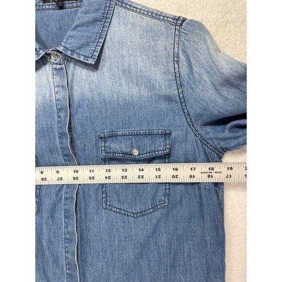 Earl Jean Women's Small Long Sleeve Pearl Snap Up 100% Cotton Denim Shirt - Picture 9 of 11